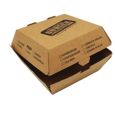 China Recyclable Eco Friendly Compostable Kraft Paper Hamburger Hamburger Box for sale