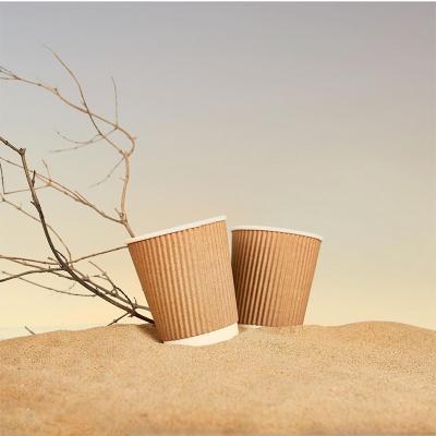 China Organic Ripple Recyclable Wall Paper Cup Disposable Paper Coffee To Go Cups Ripple Coffee Takeaway Paper Cup for sale