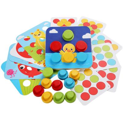 China Cartoon Toy Factory Brand Big Peg Mosaic Multifunction Creative DIY Toys Puzzles Game Wooden Inserting Matching Pegboard Mosaic Game for sale