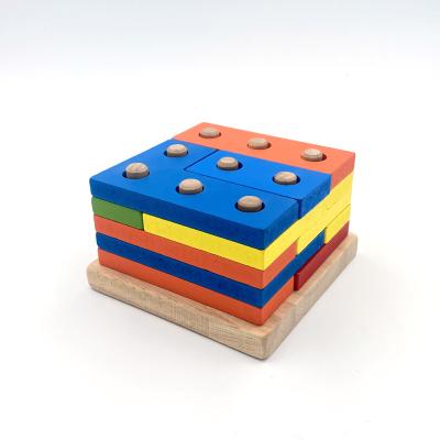 China Wood 2023 hot colorful sorter shape children Russian column toy montessori wooden toys for sale