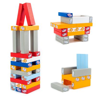 China Factory direct wholesale building toy 2023 Montissori tower toy stacking height building block wooden collapsing animal for kids for sale