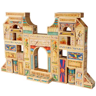 China 2023 Toy Factory New Shape Building Toy Factory Direct Educational Ancient Egypt Pharaoh Pyramid King Castle Wooden Assembled Building Blocks for sale