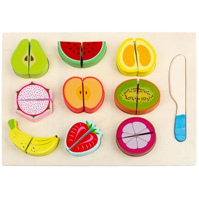 China 2023 Wooden cartoon toy pretend spielzeug cutting game cut fruit vegetable 3D puzzle kids Toy Wholesale Educational Montessori Toys for sale