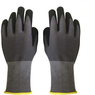 China Lyeeang Custom Nylon Liner OEM Comfortable Nylon Liner Anti Slip Work Glove En388 13 Gauge Foam Nitrile Coated Industrial Gloves For Automotive for sale