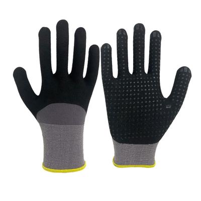 China Lyeeang Safety Wholesale Safety Protective Oil Repellent Comfortable Industrial Glove En388 Sandy Nitrile Coated Gloves For Outdoor Work 13 for sale