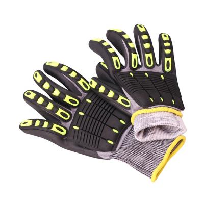 China Lyeeang Comfortable Safety Logo Oil And Gas Heavy Duty CE En388 Custom ANSI Cut A5 Sandy Finish Tpr Anti Impact Work Gloves For Gauge 13 for sale