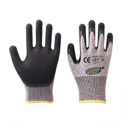 China OEM Safety Protective Glove Lyeeang Heavy Duty Industrial Gauge Comfy CE En388 18 Hppe Lyeeang Cut Work Nitriles Anti Dipped Gloves for sale