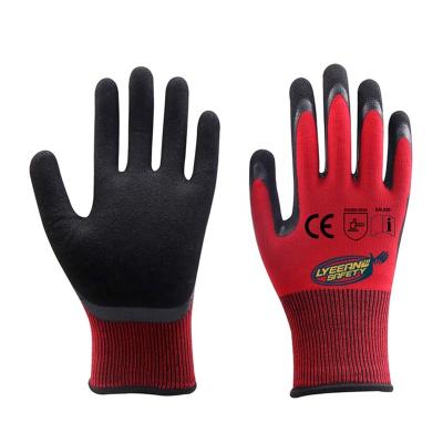 China EN 388 Slip Glove Lyeeang Safety Durable 18 Gauge Comfortable Nylon Coating Warm Nitrile Sandy Coated Winter Work Gloves for sale