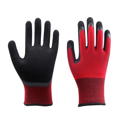 China Wholesale Comfortable Safety Winter Lyeeang Gardening Work Dipped In Glove 388 Nylon Nitrile Sandy Coated Warm Gloves 13 Gauge Liner for sale