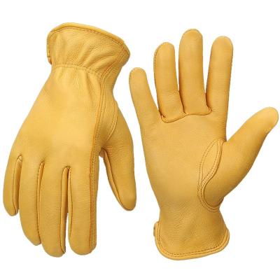 China Lyeeang Durable Safety Electric Welding Hand Protective Glove Wear Resistant Gardening Work Anti Slip Cowhide Leather Gloves for sale