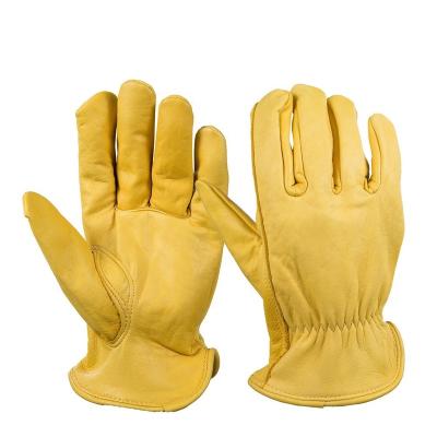 China Lyeeang Custom Comfortable Safety Logo Wear Resistant Welding Glove Protective Cowhide Work Gardening Flexible Breathable Leather Gloves for sale