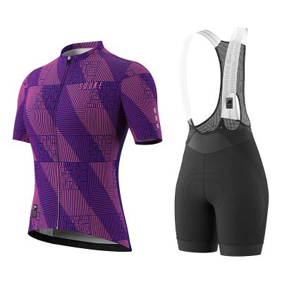 China Breathable Souke Sports Female Cycling Suit Cycling Jersey&Bib Shorts Set for sale