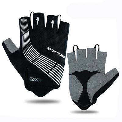 China Breathable Souke Sports Half Finger Bike Unisex Professional Padded Cycling Gloves Black for sale