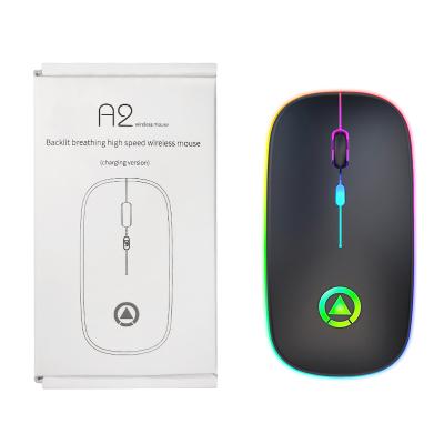 China Hot Selling Mini Colorful USB A2 Rechargeable Desktop Computer Mouse Professional Wireless Mouse for sale