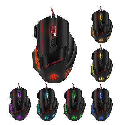 China 7D 2021 Promotional 5500 DPI RGB LED Wired Optical Ergonomic Mouse Computer Gaming Mouse for sale