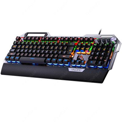 China Wrist Rest Design Metal Mechanical Keyboard with Multimedia Keys Phone Holder RGB Backlit Gaming PCB Floating Keyboard for sale