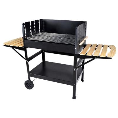 China Easily Assembled China Manufacture Height Adjustable Baking Trolley BBQ Grill Black Color Rectangular Barbecue Grill for sale