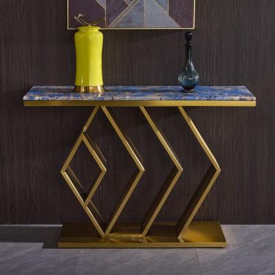 China Modern Extendable Living Room Decoration Entrance Table Stainless Steel Luxury Marble Console Tables For Home Hotel for sale