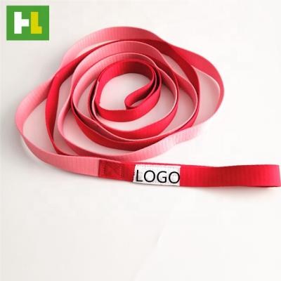 China Pink Poly Cotton Yoga Strap High Quality Personal Logo 10 Loops For Stretching for sale