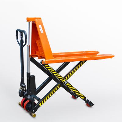 China Forklift HJ10S-1 Ton/540mm Pallet Scissor Pallet Hotels Hydraulic Manual High Lift Truck High Lift Narrow Forklifts for sale