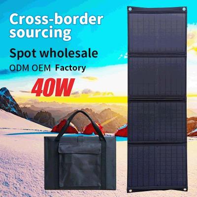 China Remote Control Hot Sale Foldable Solar Panel 5V 12V Mobile Phone Notebook Outdoor Power Supply 40W Storable Solar Folding Bag for sale