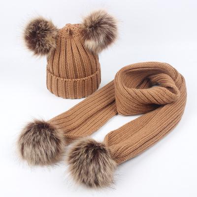 China Medium Children's Double Knitted Wool Scarf Set And Hat M0210 for sale