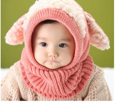 China New JOINT Fashion Baby Boys Girls Infant Kids Neck Warmer Winter Baby Hat And Scarf Seal With Crochet Knitted Hats M1117 for sale