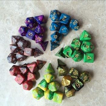 China New Dice Set 7pc/lot high quality Multi-sided dice set with effect d4 d6 d8 d10 d10 d12 d20 dungeon marble RPG and DRAGONS dice Multi-sided dice for sale