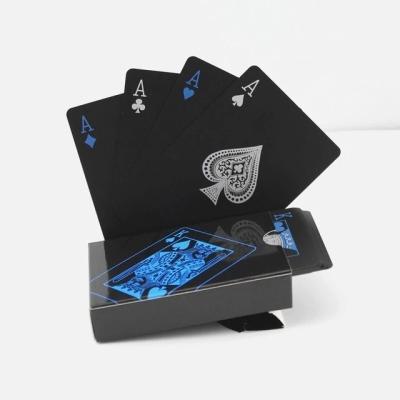 China Black Plastic Poker Game Cards KTV Party Plastic Waterproof Blue Deck Gift Durable PVC Pokers for sale