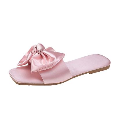 China New Quick-drying Satin Slippers Women Summer Shoes Open Toe Anti Slip Indoor Home Slipper Ladies Fails Flip Flops Flat Shoes Woman Slips for sale