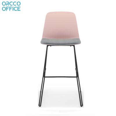 China 3660mm Home Bar Chair Plastic Shell Armless Metal Frame Bar Stools With Backrest And Footrest Dining Chairs for sale