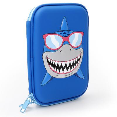 China Schools & Desks Cool Shark Printing Fixed Shape Protected EVA Kids Pencil Cases Pen Holder for sale