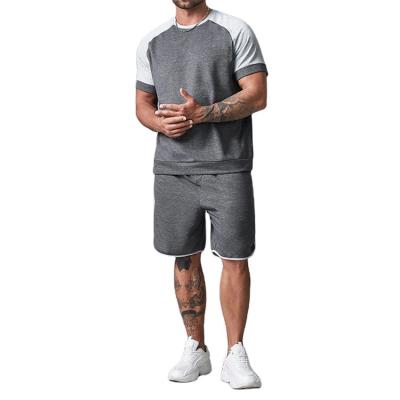 China Breathable Custom Made Mens Crew Neck Raglan Sleeves T-Shirt Shorts Set 100% Organic Cotton High Quality Blank Tracksuit For Men for sale