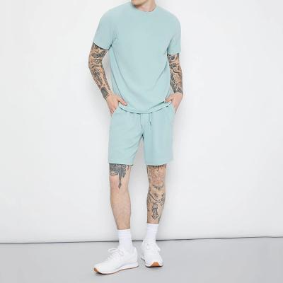 China Customized Men's Breathable Summer Oversized T-shirt Shorts Set 100% Organic Cotton High Quality Mens Sports Tee Shirt And Shorts Suit for sale