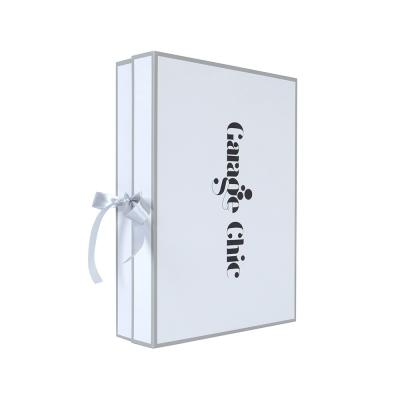 China 2021 NEW OEM Handmade Folding Boxes With Magnet Rectangle Hair Extensions Boxes Paper Clothing Packaging Boxes With Ribbon for sale