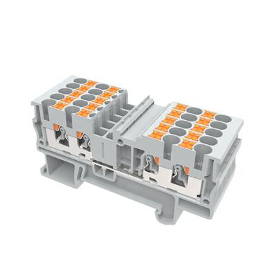 China A.W.G. Din Power Connecting Rail Mounted Terminal Blocks 26-12 Spring Loaded Terminal Blocks High Quality Plastic Copper Push-In Connector TP2.5-4-GY for sale