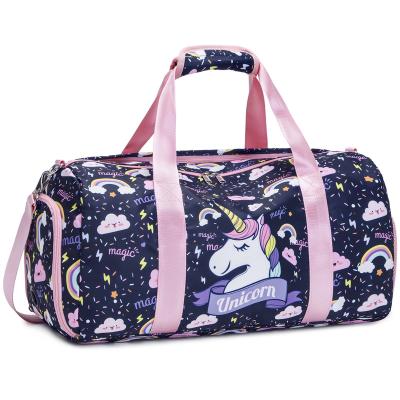 China Waterproof Dance Bag Girls Gym Bag Unicorn Overnight Travel Bag with Shoe Compartments for sale