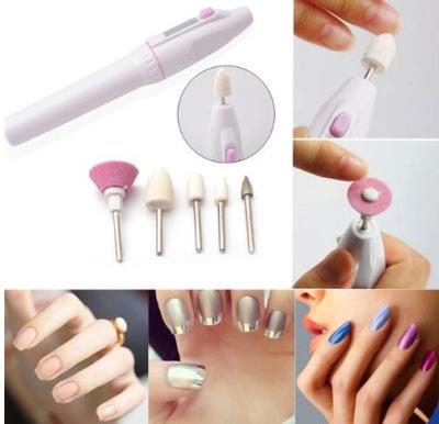 China Nail Art Tip Electric Manicure Toenail Drill File Tool Nail Grinder Polisher Set +5 Bits Polisher Makeup Beauty Cosmeti for sale