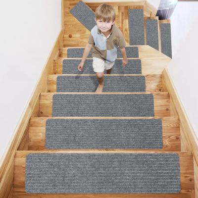 China Washable Stair Mat Factory Stair Treads Mat Stairs Carpet Non-Slip Self Adhesive Mat for sale