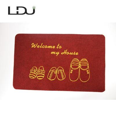 China Waterproof Red Custom Design Non Woven Embossed Anti Slip Floor Metal Rubber Door Mat for sale