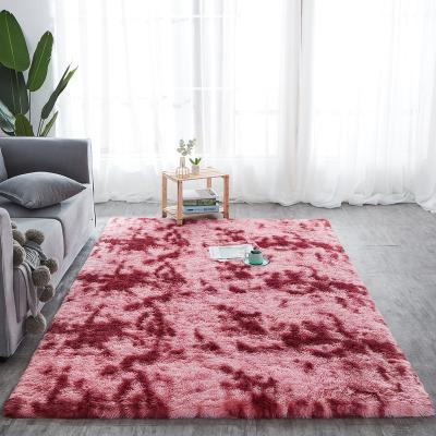 China Living Room Fluffy Mats Blanket Area Rug Kids Room Faux Fur Shaggy Tie Dye Carpet Printed Alfombra Washable Plush Flooring for sale