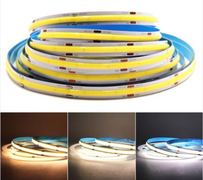 China CRI 90 RA Dotless Flexible COB LED Strip Lights 12V 24V 320LED/M High Density for sale