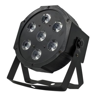 China Bright LED Par Light 7x12w RGBW Flat DMX 4 in 1 Led Stage Lights Professional Manufacturer For Party KTV Disco DJ for sale