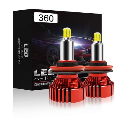 China New Arrival 360 H8 H11 Aluminum Car Head Lights Lux De Led Para Automobiles 3d 6 Sided Led Headlamp for sale