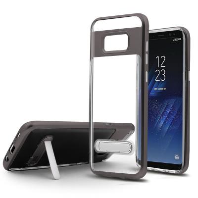 China Kickstand Transparent Crystal Clear PC Back TPU Hybrid Protective Phone Case for Samsung Galaxy  S8 Plus for sale