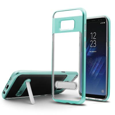 China high quality kickstand crystal transparent TPU PC hybrid phone case for samsung galaxy s8 for sale