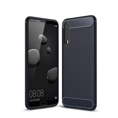 China For huawei p20 lite cell phone case Brushed Carbon Fiber TPU Silicone Phone Back Cover for sale