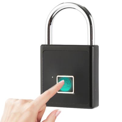 China Aluminum Alloy+ 304 Stainless Steel Fingerprint Padlock Biometric Smart Padlock Waterproof Outdoor Padlock for sale