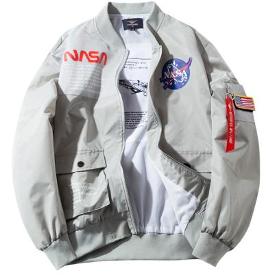 China Factory Custom Wholesale Baseball Style Hip Hop Mens NASA Bomber Jacket Plus Size for sale