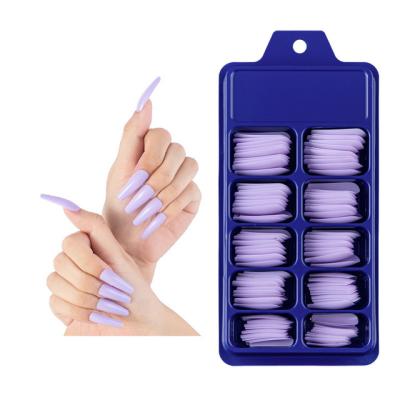 China 2021 Design 2021 Small Blue Box Long Full Paste Ballet Color Solid Nail Patch for sale